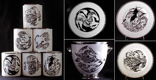"Myths" Fine Bone China Plates & Cachepot Vases