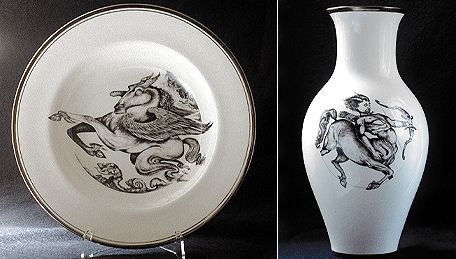 "Myths" Fine Bone China Plates & Cachepot Vases